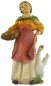 Preview: Handbemalte Krippenfigur Magd mit Brotkorb und einer Gans, ca. 10,5 cm, K 907-11