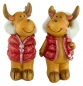 Preview: Bezaubernde Elche mit Weste 2er Set ca. 14 cm - Weihnachtsdekoration