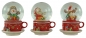 Preview: Lustige Schneekugeln Weihnachtsfiguren auf einer Tasse 3er Set ca. 7 cm - Dekoration