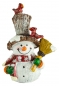 Preview: Bezaubernde Schneemänner mit Vögeln 2er Set ca. 8 cm - Weihnachtsdekoration