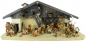 Preview: Stimmungsvolle Weihnachtskrippe Gotthard dunkel inkl. 24-tlg. Figurensatz K 002, Maße Krippe: ca. 90 x 40 x 40 cm