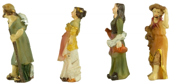 Preview: Handbemalte Krippenfiguren Mägde und Hirten 4-tlg., ca. 5 cm, K 111-05