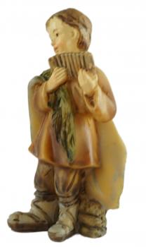 Preview: Handbemalte Krippenfigur Kind mit Panflöte, ca. 7 cm, K 182-47
