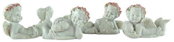 Engel mit Rosenkranz liegend im 4er Set