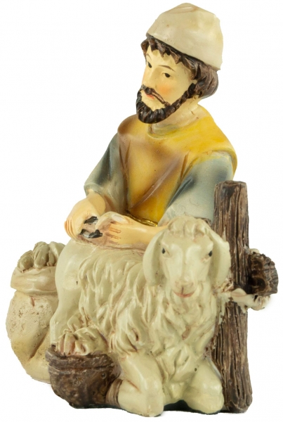 Preview: Handbemalte Krippenfigur Schafscherer, ca. 8 cm, K 183-75
