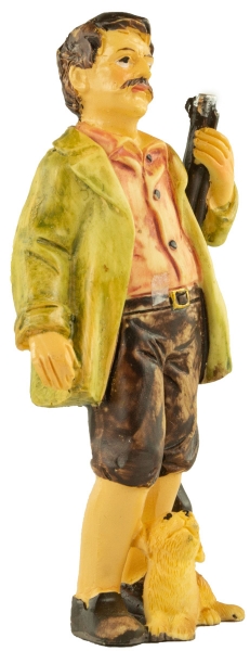 Preview: Handbemalte Krippenfigur Jäger mit Hund, ca. 9,5 cm, K 933