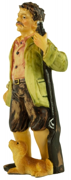 Preview: Handbemalte Krippenfigur Jäger mit Hund, ca. 9,5 cm, K 933