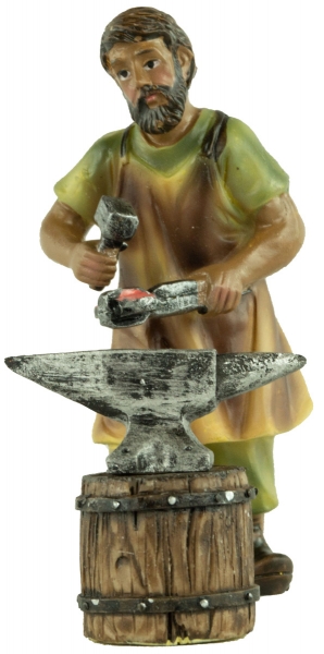 Handbemalte Krippenfigur Schmied mit Amboss 3-tlg., ca. 10 cm, K 937-10
