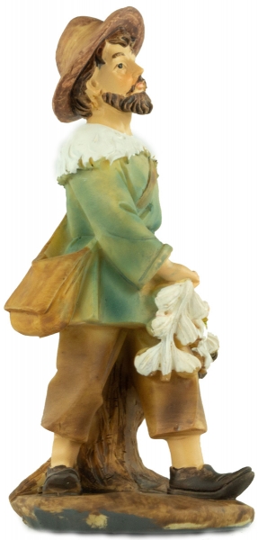 Preview: Handbemalte Krippenfigur Mann mit Gemüsekorb, ca. 12 cm, K 183-53