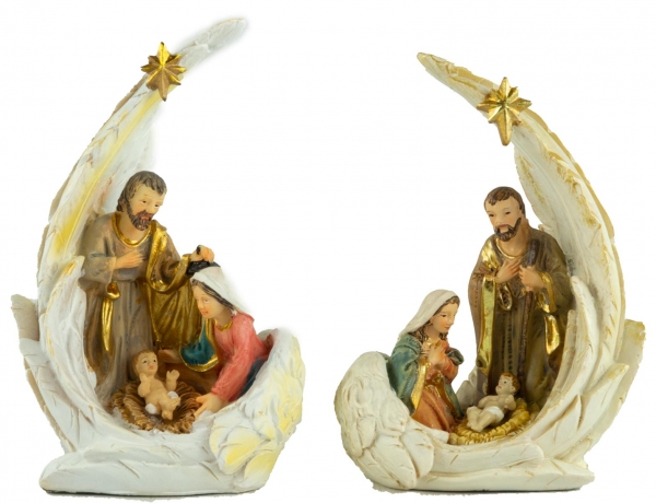 Krippenfiguren Heilige Familie im Flügel groß, 2er Set, ca. 12,5 cm, K 064-13