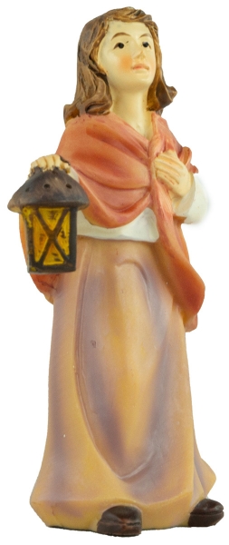 Preview: Handbemalte Krippenfigur Magd mit Laterne, ca. 10 cm, K 183-44