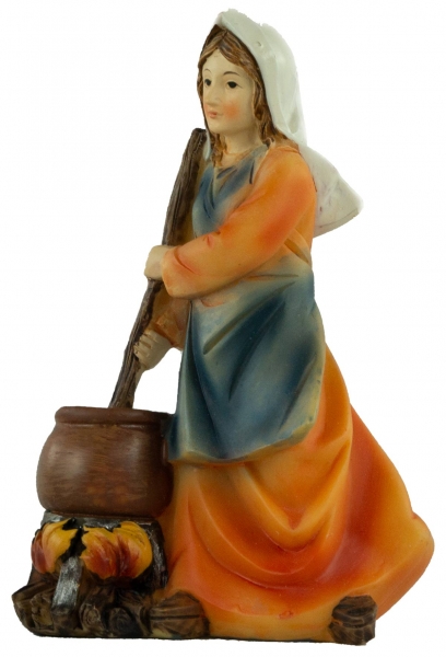 Preview: Handbemalte Krippenfigur Magd mit Kochtopf, ca. 10 cm, K 183-54