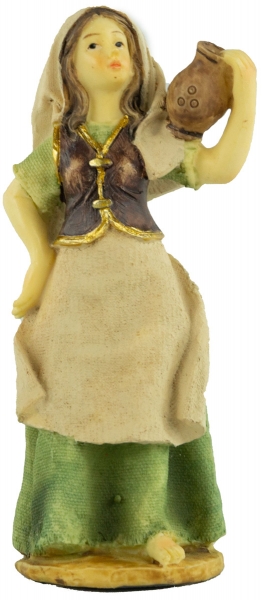 Handbemalte Krippenfigur Magd mit Krug, ca. 11,5 cm, K 507-13