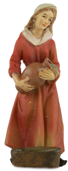 Handbemalte Krippenfigur Magd mit Wasserschüssel, ca. 10,5 cm, K 910-11