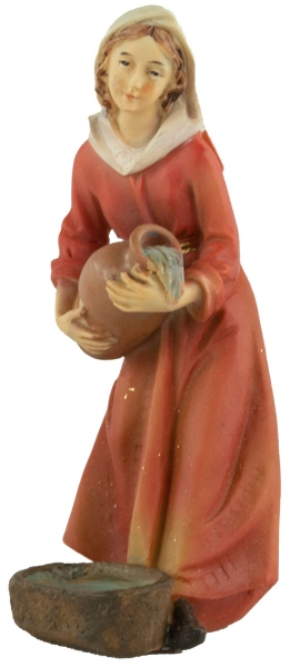 Preview: Handbemalte Krippenfigur Magd mit Wasserschüssel, ca. 10,5 cm, K 910-11