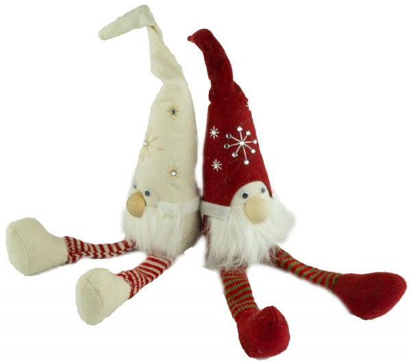 Preview: Winterlicher Wichtel Luzifer klein 2er Set ca. 35 cm - Weihnachtsdekoration