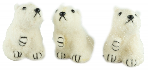 Bezaubernde Stoffeisbären 3er Set ca. 7 cm - Weihnachtsdekoration
