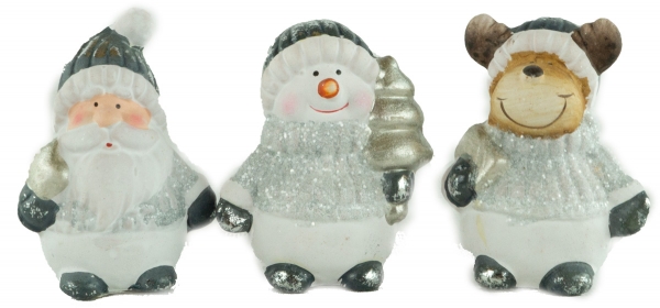 Bezaubernder Nikolaus, Schneemann und Elch 3er Set ca. 7 cm - Weihnachtsdekoration