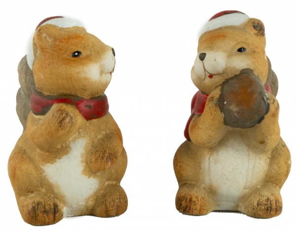 Preview: Bezaubernde Eichhörnchen 2er Set ca. 10 cm - Weihnachtsdekoration