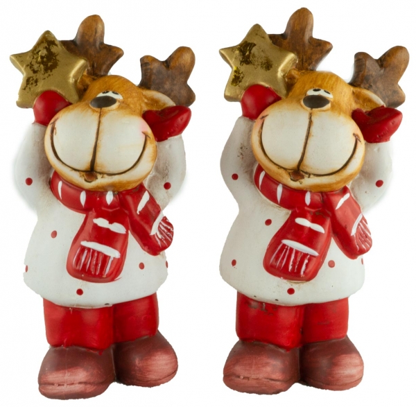 Bezaubernde Elche mit Stern 2er Set ca. 20 cm - Weihnachtsdekoration