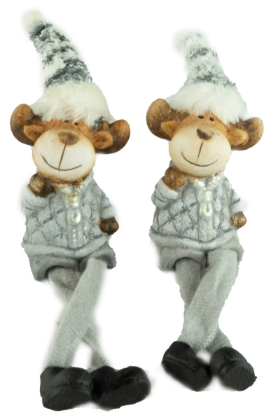 Liebliche Kantenhocker Elche 2er Set ca. 10 cm - Weihnachtsdekoration