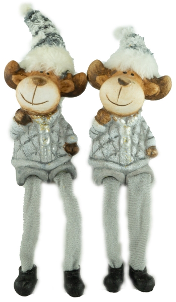 Preview: Liebliche Kantenhocker Elche 2er Set ca. 10 cm - Weihnachtsdekoration