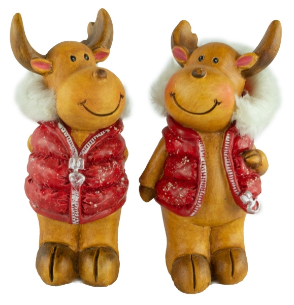 Bezaubernde Elche mit Weste 2er Set ca. 14 cm - Weihnachtsdekoration