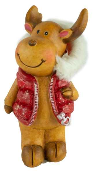 Preview: Bezaubernde Elche mit Weste 2er Set ca. 14 cm - Weihnachtsdekoration