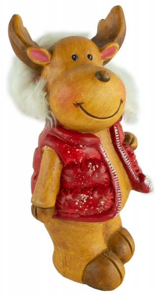 Preview: Bezaubernde Elche mit Weste 2er Set ca. 14 cm - Weihnachtsdekoration