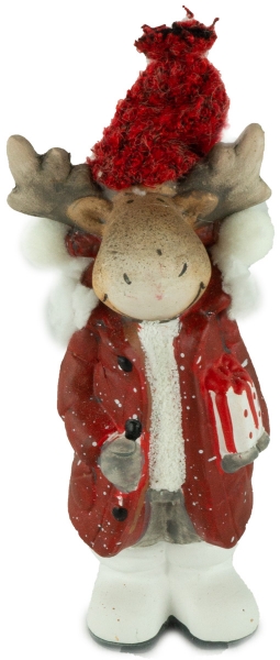 Preview: Bezaubernde Elche mit Stoffmütze 2er Set ca. 16 cm - Weihnachtsdekoration