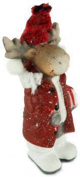 Preview: Bezaubernde Elche mit Stoffmütze 2er Set ca. 16 cm - Weihnachtsdekoration