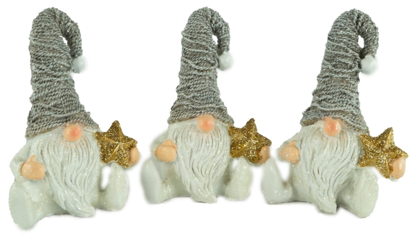 Bezaubernde Weihnachtsgnome 3er Set ca. 11 cm - Weihnachtsdekoration