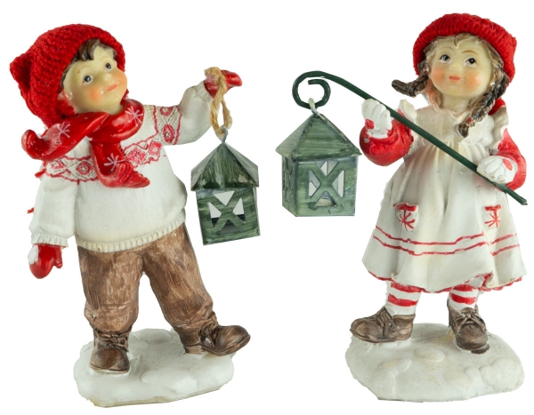 Goldige Winterkinder 2er Set ca. 11 cm - Weihnachtsdekoration