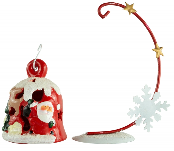 Preview: Festliche LED Glocke mit Ständer ca. 18 cm - Weihnachtsdekoration