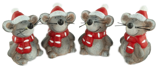 Bezaubernde Mäuse 4er Set ca. 7 cm - Weihnachtsdekoration