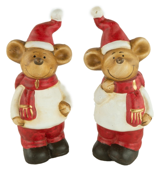 Bezaubernde Mäuse 2er Set ca. 13 cm - Weihnachtsdekoration
