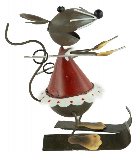 Preview: Bezaubernde Mäuse auf Skiern 2er Set ca. 12 cm - Weihnachtsdekoration