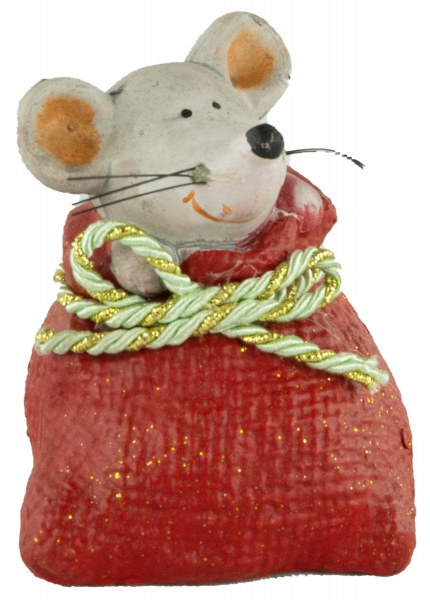 Preview: Bezaubernde Maus im Sack 2er Set ca. 10 cm - Weihnachtsdekoration