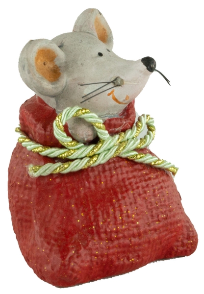 Preview: Bezaubernde Maus im Sack 2er Set ca. 10 cm - Weihnachtsdekoration