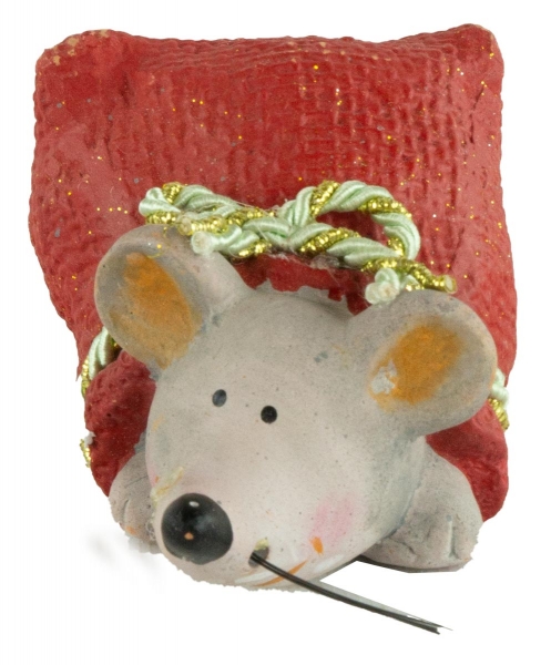 Preview: Bezaubernde Maus im Sack 2er Set ca. 10 cm - Weihnachtsdekoration