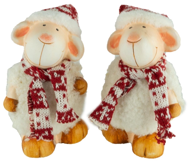 Bezaubernde Schafe 2er Set ca. 13 cm - Weihnachtsdekoration