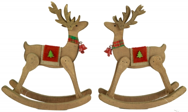 Bezaubernde Schaukelrentiere 2er Set ca. 19 cm - Weihnachtsdekoration
