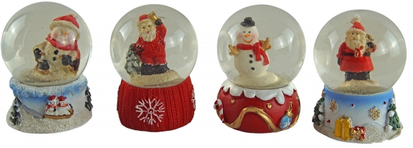 Preview: Niedliche Schneekugeln Weihnachtsfiguren 4er Set ca. 6 cm - Dekoration