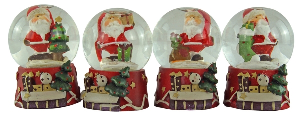 Wundervolle Schneekugeln Santa 4er Set ca. 6,5 cm - Dekoration