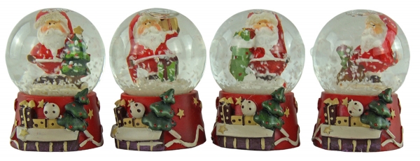 Preview: Wundervolle Schneekugeln Santa 4er Set ca. 6,5 cm - Dekoration