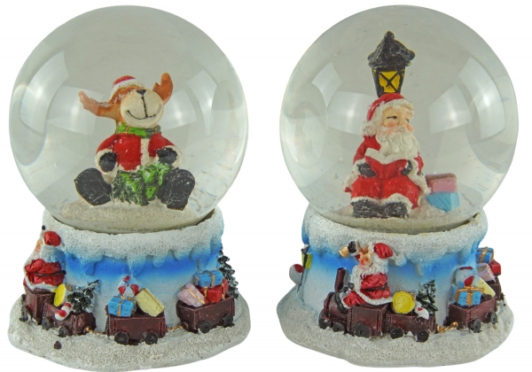 Hübsche Schneekugeln Nikolaus und Elch 2er Set ca. 11 cm - Dekoration