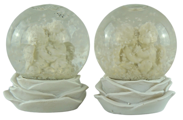 Preview: Goldige Schneekugeln Engel 2er Set ca. 6 cm - Dekoration