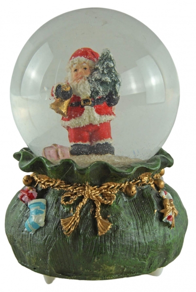 Preview: Stilvolle Schneekugeln mit Spieluhr Nikolaus 2er Set ca. 12,5 cm - Dekoration