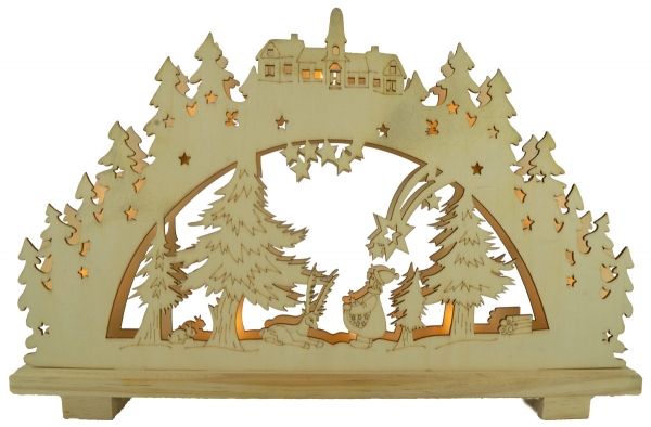 Beleuchteter Schwibbogen Goldregen ca. 28 x 45 x 5 cm - Weihnachtsdekoration