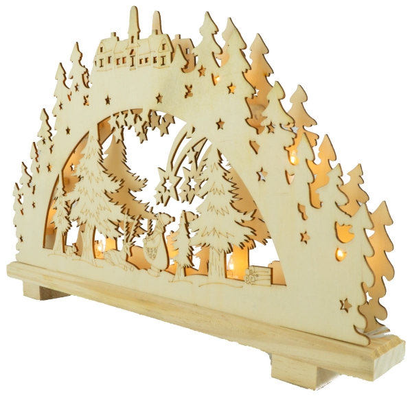 Preview: Beleuchteter Schwibbogen Goldregen ca. 28 x 45 x 5 cm - Weihnachtsdekoration